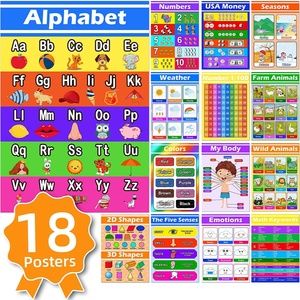 18 Educational Posters for Preschoolers Classroom - Learning Decor for Kids